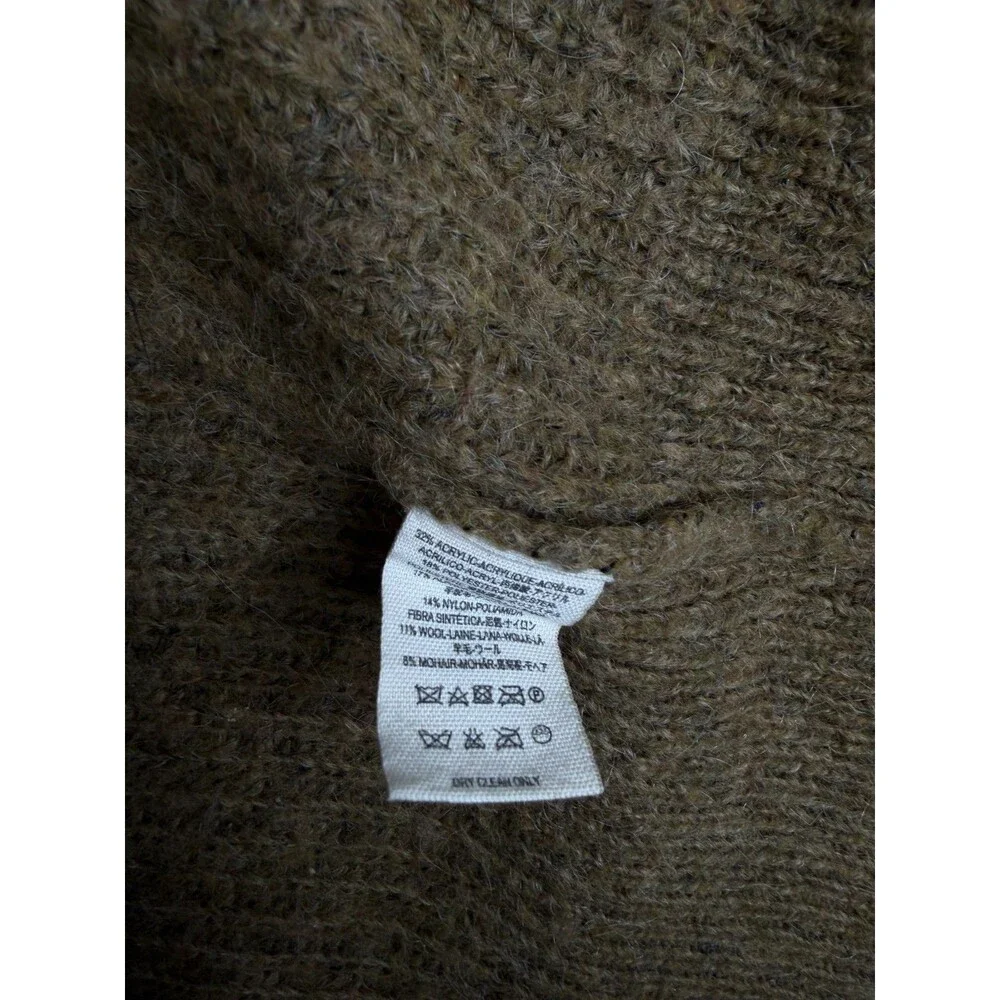 FREE PEOPLE Cardigan Womens L Brown Button Front Chunky Knit Wool Alpaca Blend